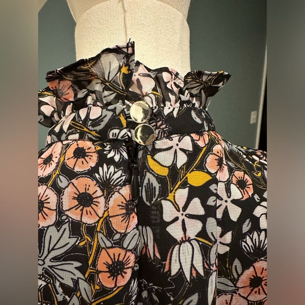 JULIA JORDAN Ruffle Mock Neck Floral Midi Maxi Dress Kentucky Derby Sleeves Sz 6 - Picture 8 of 16